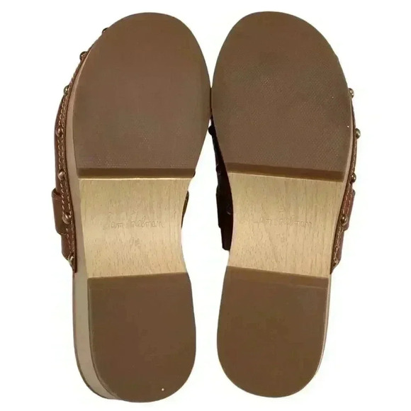 Sam Edelman Mule Clogs Shoes Women 7.5 38 Brown Kaye Vegan Leather Studs NEW - Picture 7 of 9